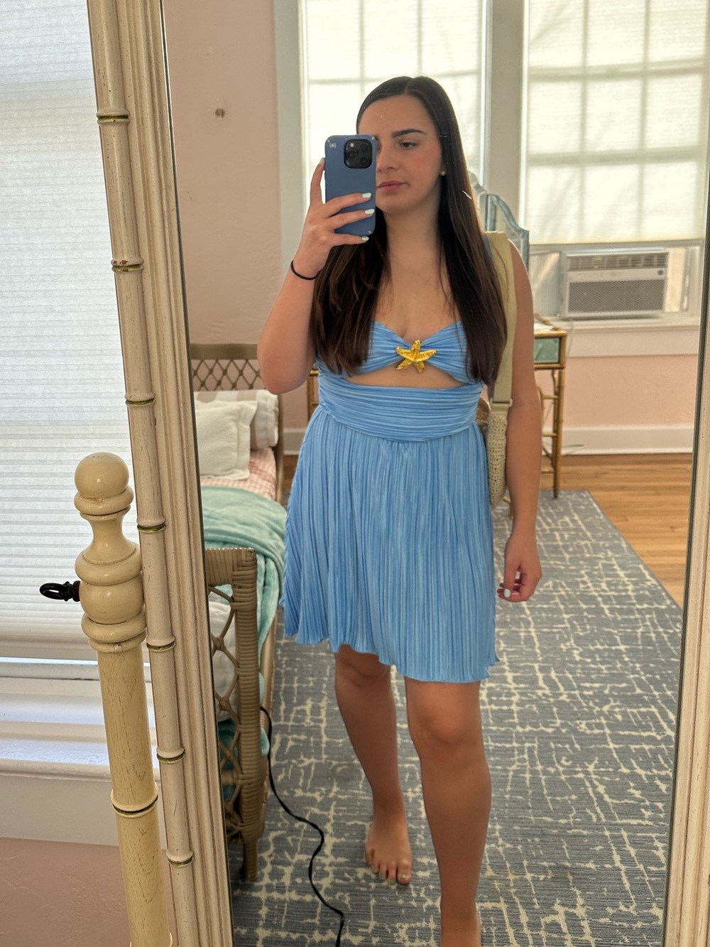 SHEIN Light Blue Cutout Mini Dress with Starfish